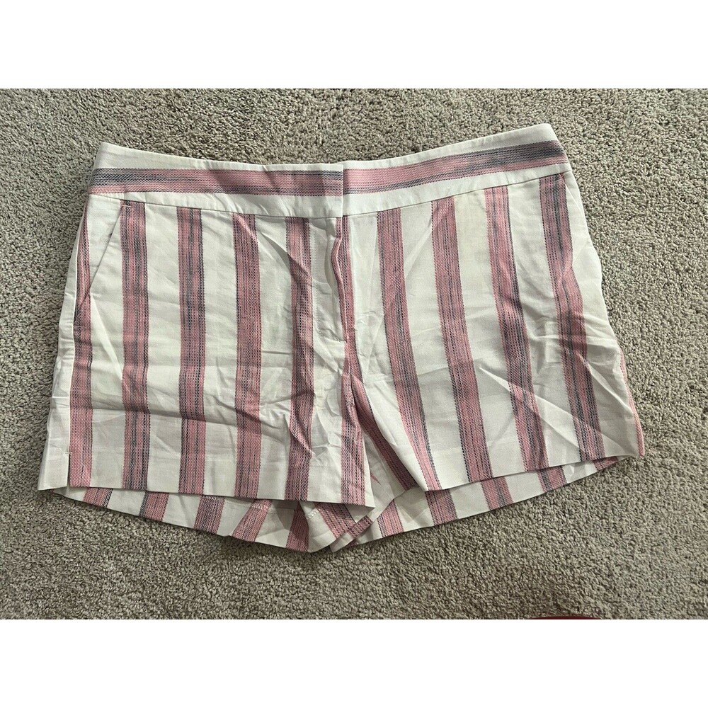 Loft Rivera White with Pink Striped Shorts Size 14 4" inseam